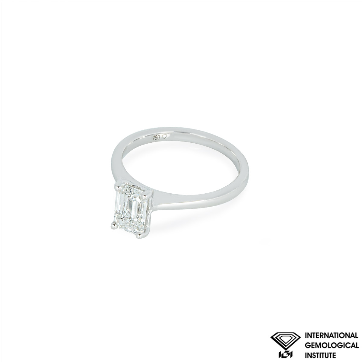White Gold Emerald Cut Lab Grown Diamond Ring 1.21ct F/VS2